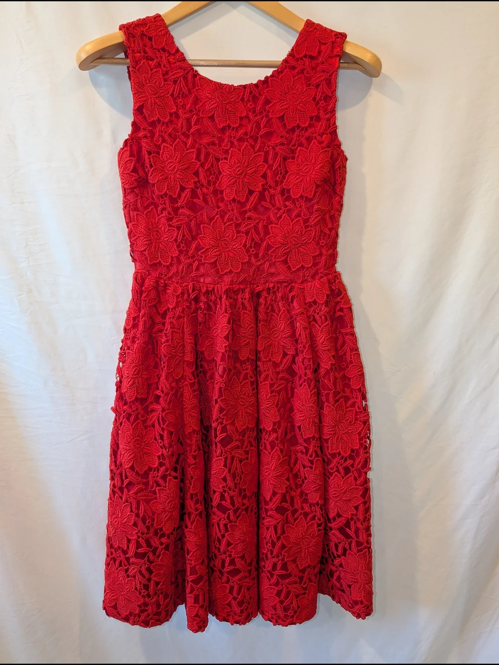 kate spade Red Floral Lace sleeveless Midi Dress party holiday cocktail‎ luxury